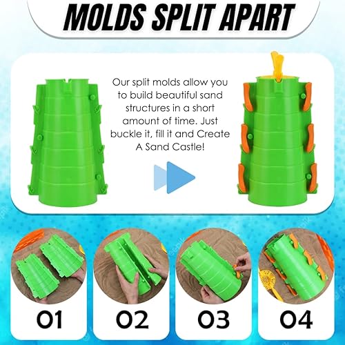 Miniatura 2 de Liberty Imports Beach Builder Create a Sand Castle Pro Building - Molde dividido para construcción de castillo de arena, juguete de playa de