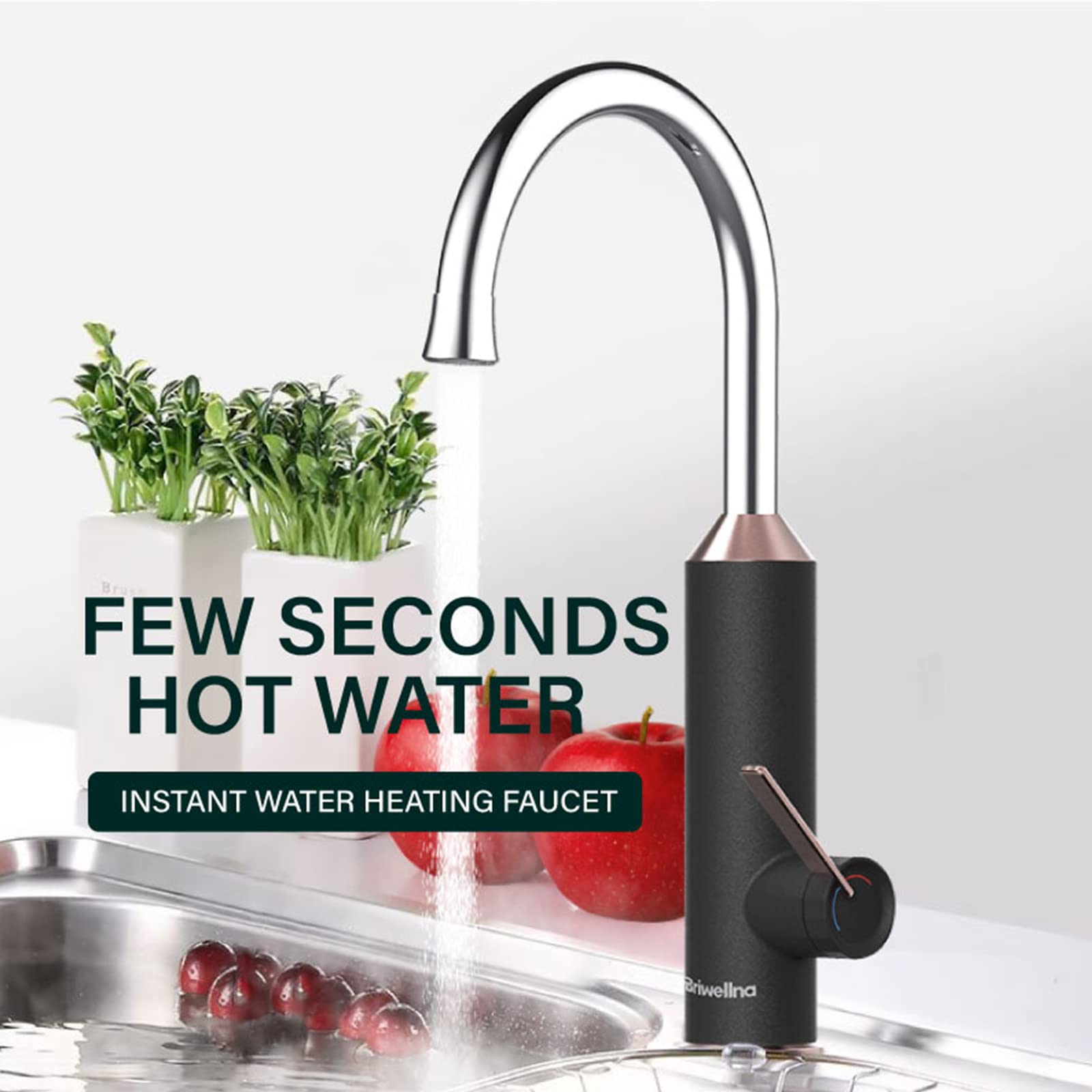 Rubinetti da Cucina, Rubinetto per scaldabagno Elettrico, Rubinetto per Acqua istantanea Senza Serbatoio, Rubinetto per Riscaldamento rapido con Display Digitale a LED, Rubinetto per lavello Girevole