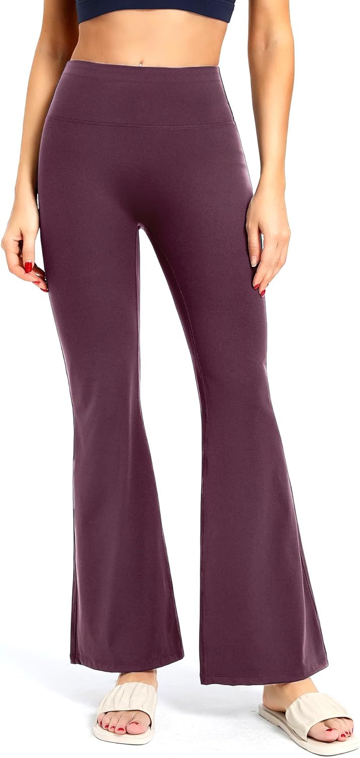 Women's Flare Leggings with Pockets Tummy Control Bell Bottom Leggings High Waisted Bootcut Yoga Pants - Image 2