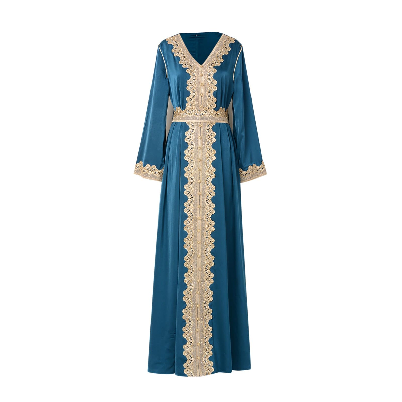 Frauen Langarm Bestickte Arabische Kleid Islam Jilbab Muslimische Damen Herbst Hochzeit Kaftan Robe Tunika Abaya Dubai Abendkleid Muslim Knöchellang Gewand Islamische Kleidung