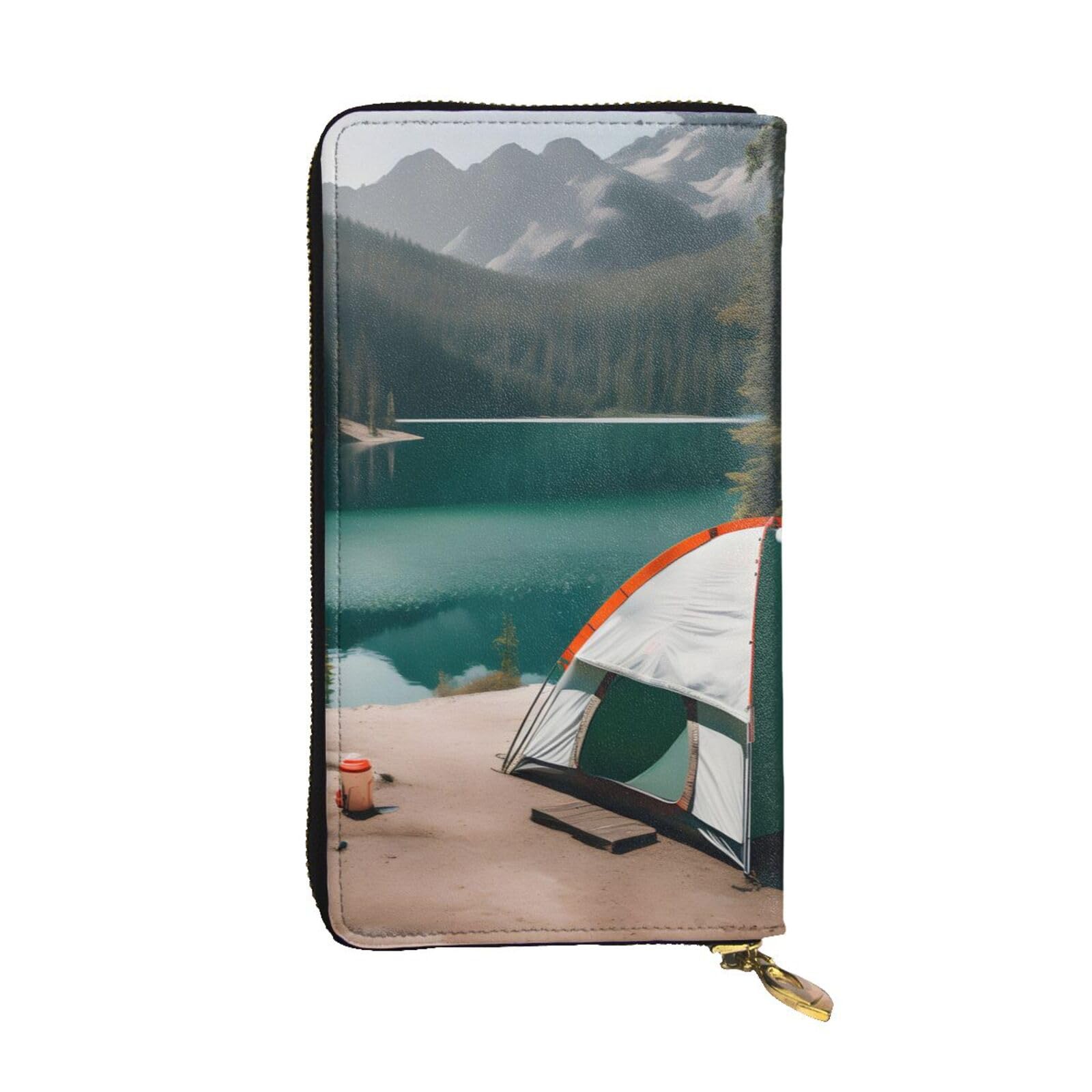 Portefeuille en cuir avec compartiments et porte-cartes camping
