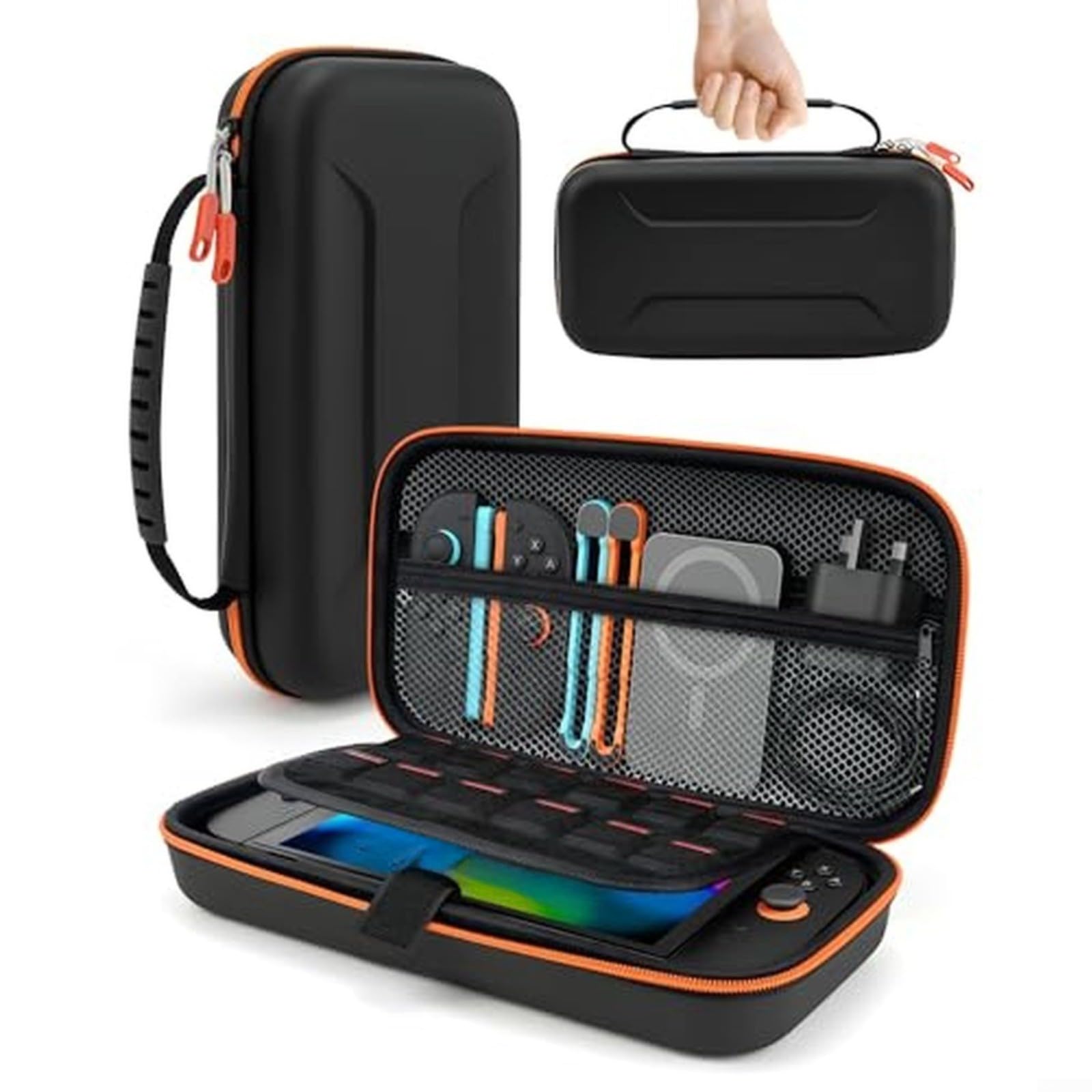 Confezione da 1 custodia di ricarica wireless per Switch 2 con batteria da 20000 mAh 30 W Display digitale a ricarica rapida EVA guscio rigido nero per viaggiatori