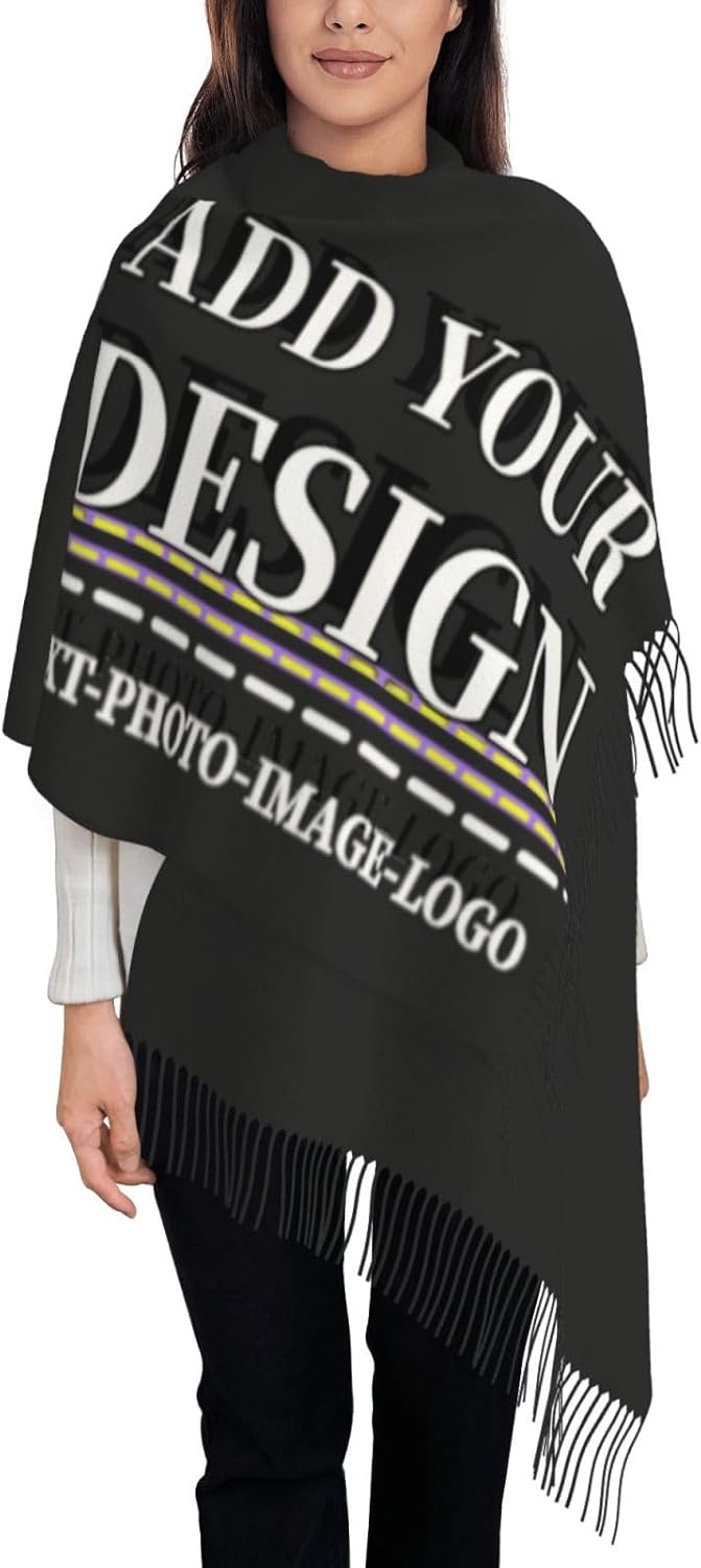 Custom Scarfs For Women Personalized Winter Scarf Add Your Design Here For Halloween Gifts Cashmere Scarf