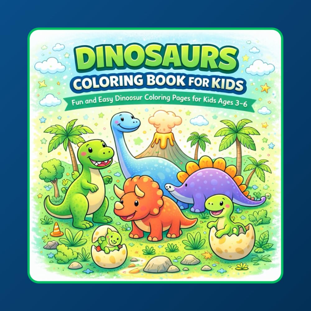 Dinosaurs Coloring Book for Kids: Fun and Easy Dinosaur Coloring Pages for Kids Ages 3–6