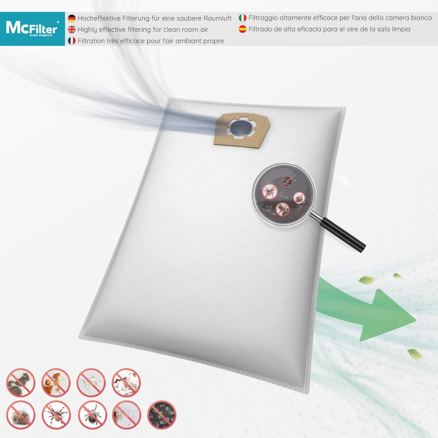 5 Sacchetti Di Carta Per Aspirapolvere Matsui M14BVR09 E M14BVR10, Polvere, Compatibili