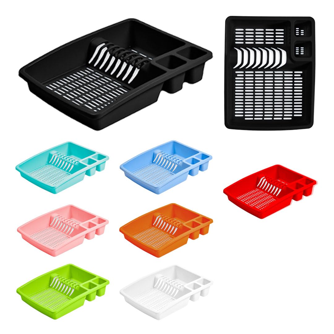 Eco Black Plastic Dish Drainer Utensil Holder, Dish Rack Drainers (Black)