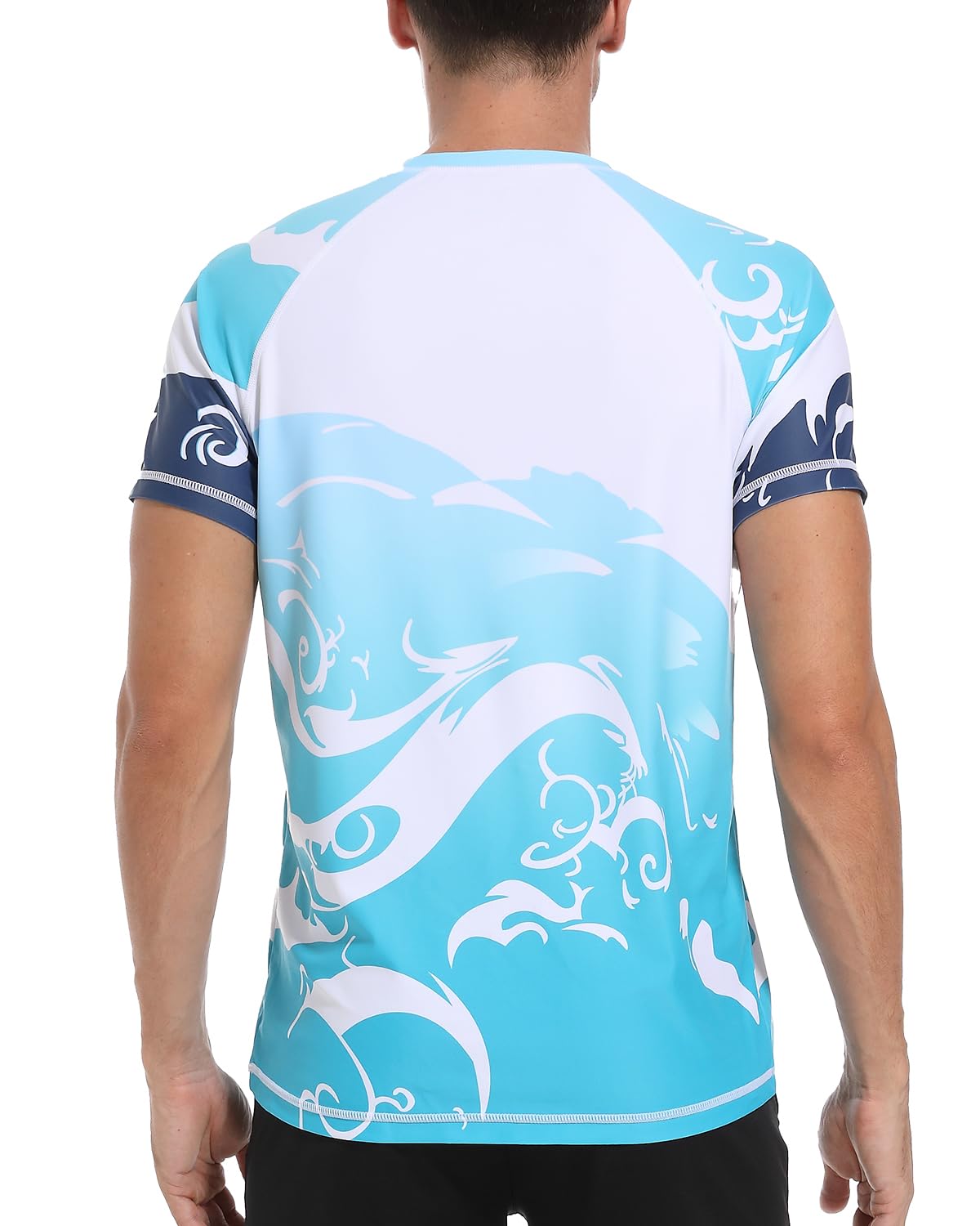 Rashguard UPF 50+ - Maglietta a maniche corte da uomo, ad asciugatura rapida, per sport acquatici, surf e pesca