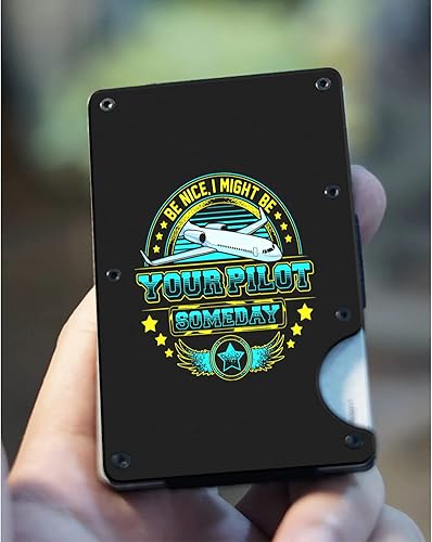 Miniatura 7 de MIKENCO Might Be Your Pilot Someday Slim Pocket Wallet, Airplane Part Pilot Accessories Wallet Gift, Aviation Plane Gift, Funny Airplane Birthday