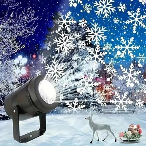 Xmas Projector Snowflake Outdoor Christmas Projector Lights LED Moving Snow Shower Waterproof Spotlight Landscape for Outside and Indoor Garden Lawn House Party Decor Holiday Decoration