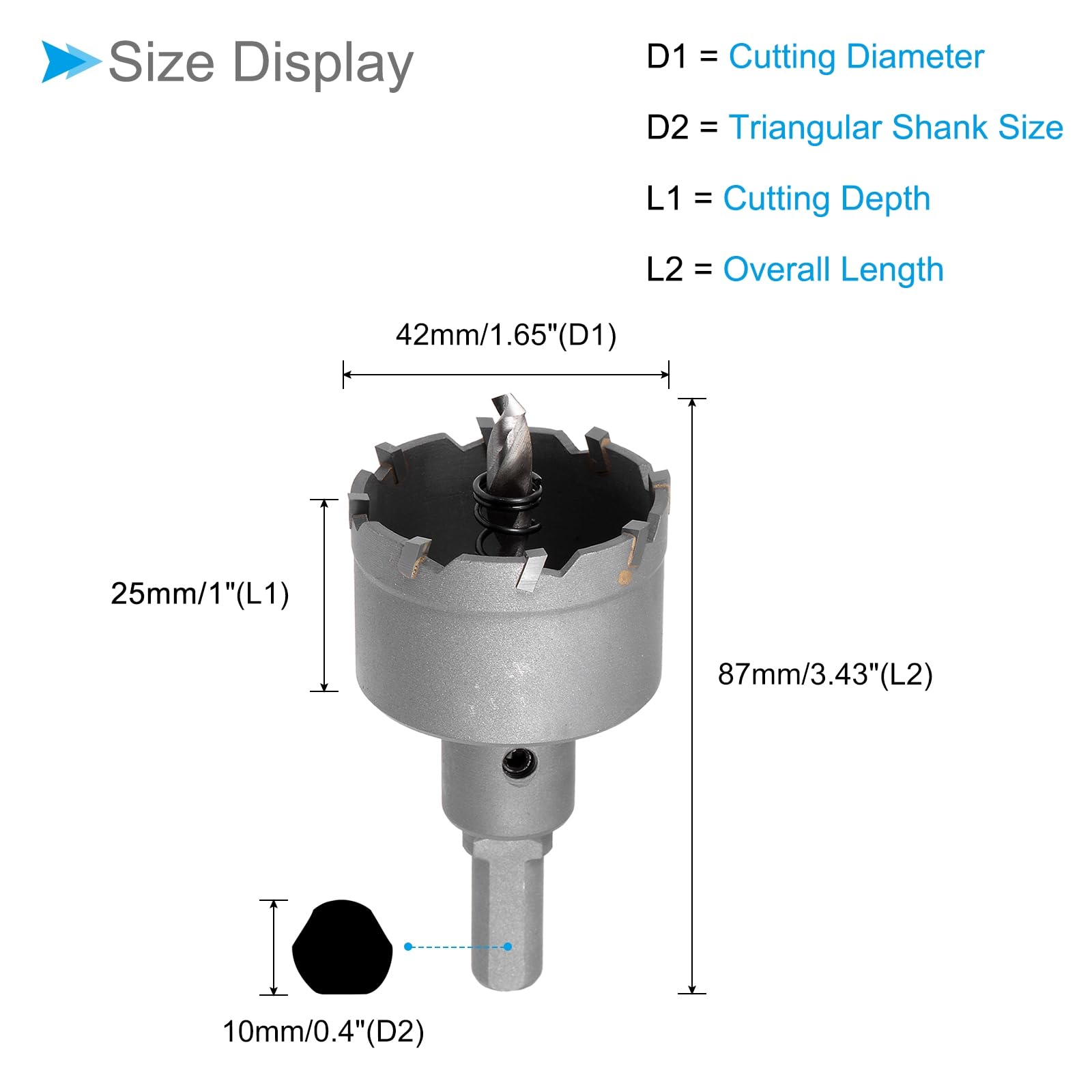 CoCud Carbide Hole Saw, 1.7 Inch/42mm Diameter, Metal Steel Hole Cutters Drill Bits - (Applications: for Metal Wood), 1-Pieces - Image 2