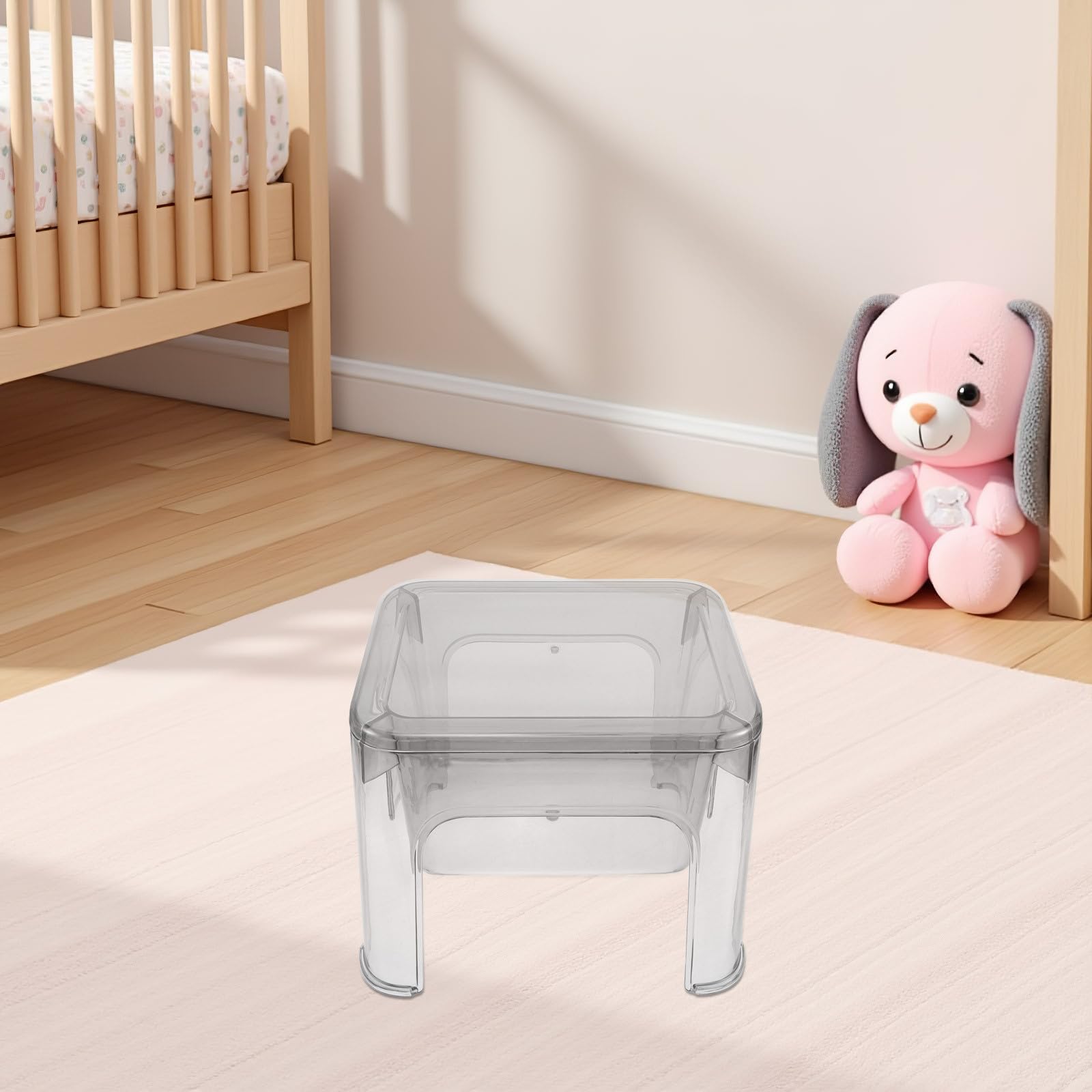 Taburete Infantil de Almacenamiento con Tapa, Gris, Diseño Práctico