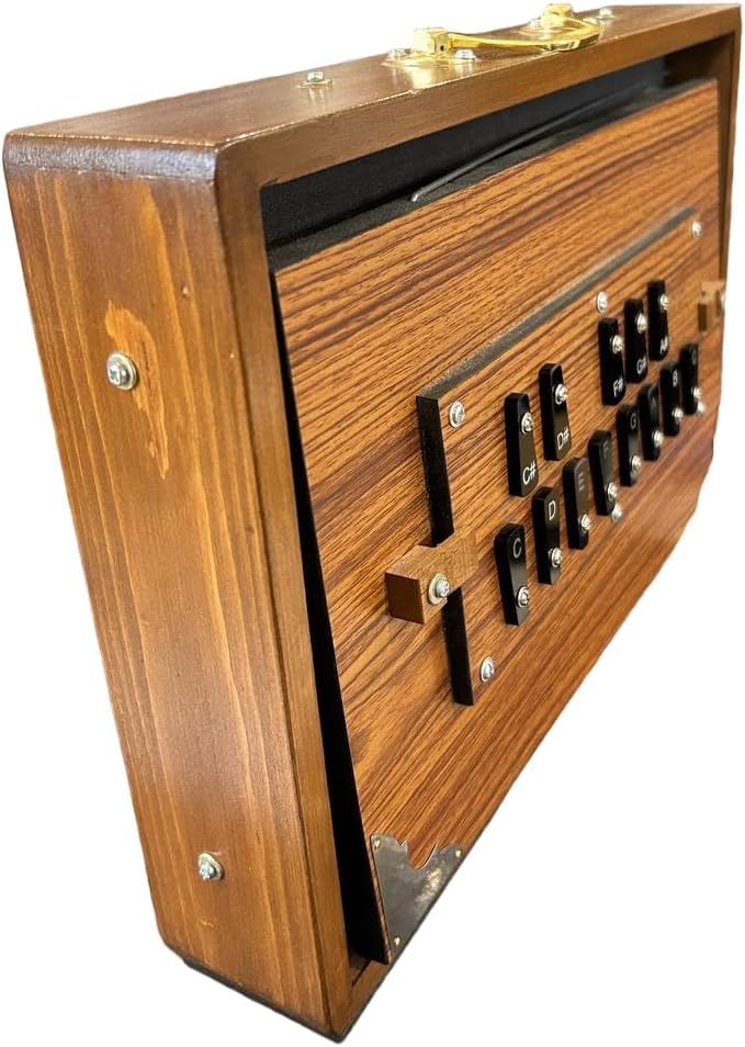Shruti Box aus Teakholz, Musikinstrument, Strauchbox mit Tasche, gestimmt, 440 Hz, natürliche Farbe (38,1 x 25,4 x 7,6 cm)