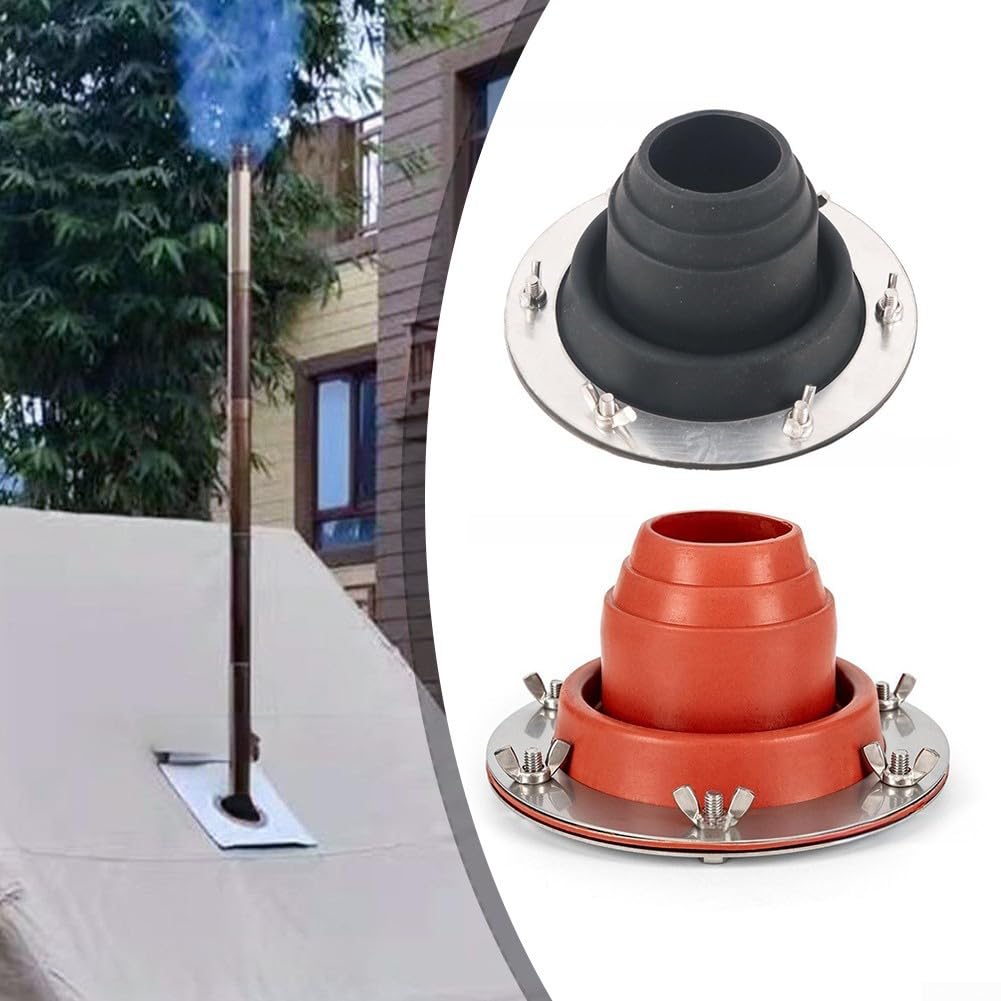 Copertura per foro del camino per esterni, kit lampeggiante affidabile per protezione, adatto per camini da 4,5 a 10 cm (nero)