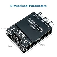 Vista 6 de ZK-502T - Placa de amplificador Bluetooth 5.0 de 100 W con control de agudos y graves, TPA3116D2 50 Wx2, placa de amplificador Bluetooth