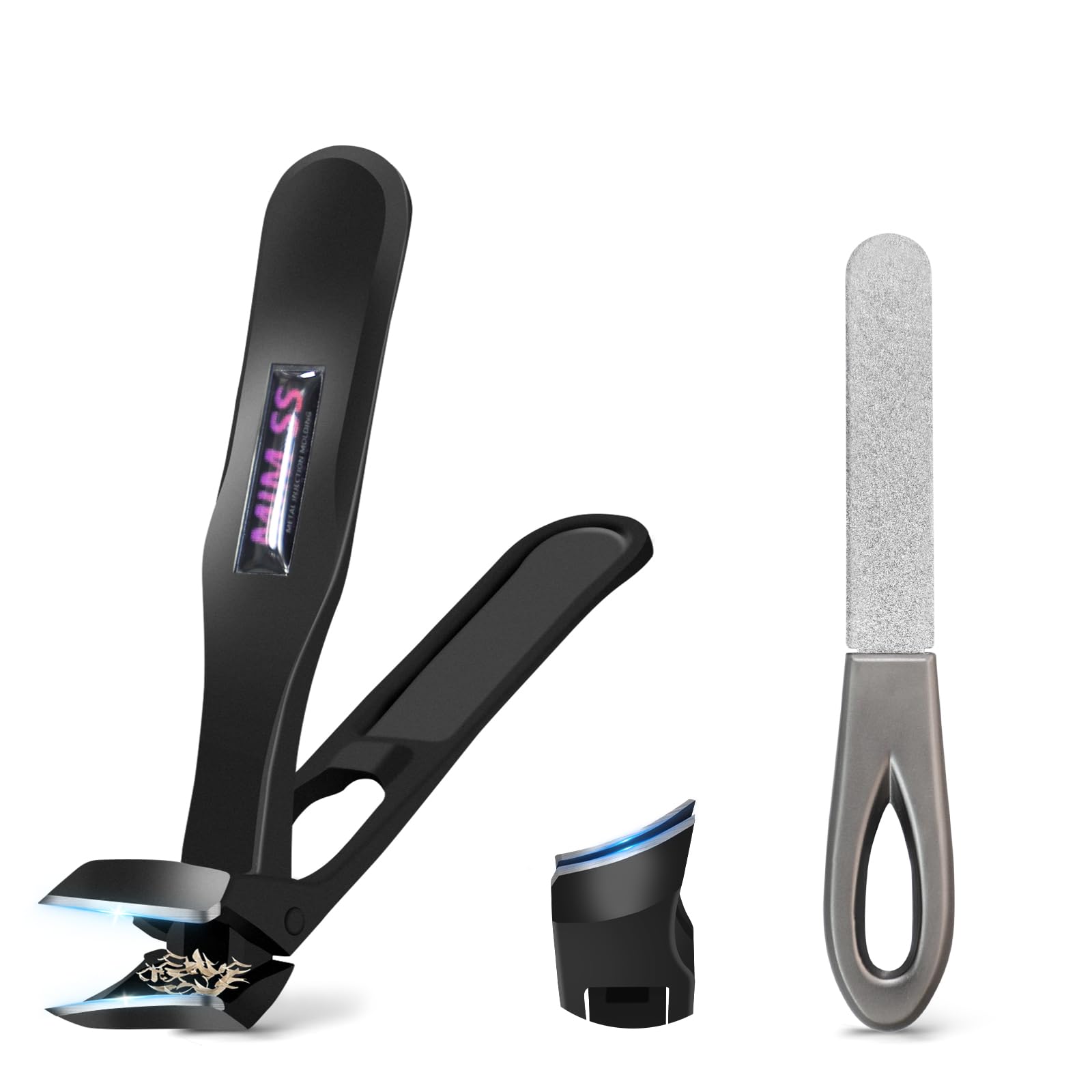 START MAKERS Angled Nail Clippers, Professional Slanted Nail Clipper for Seniors Ingrown Thick Toe Nail,Premium Long Handle Wide Jaw Nail Cutter with File