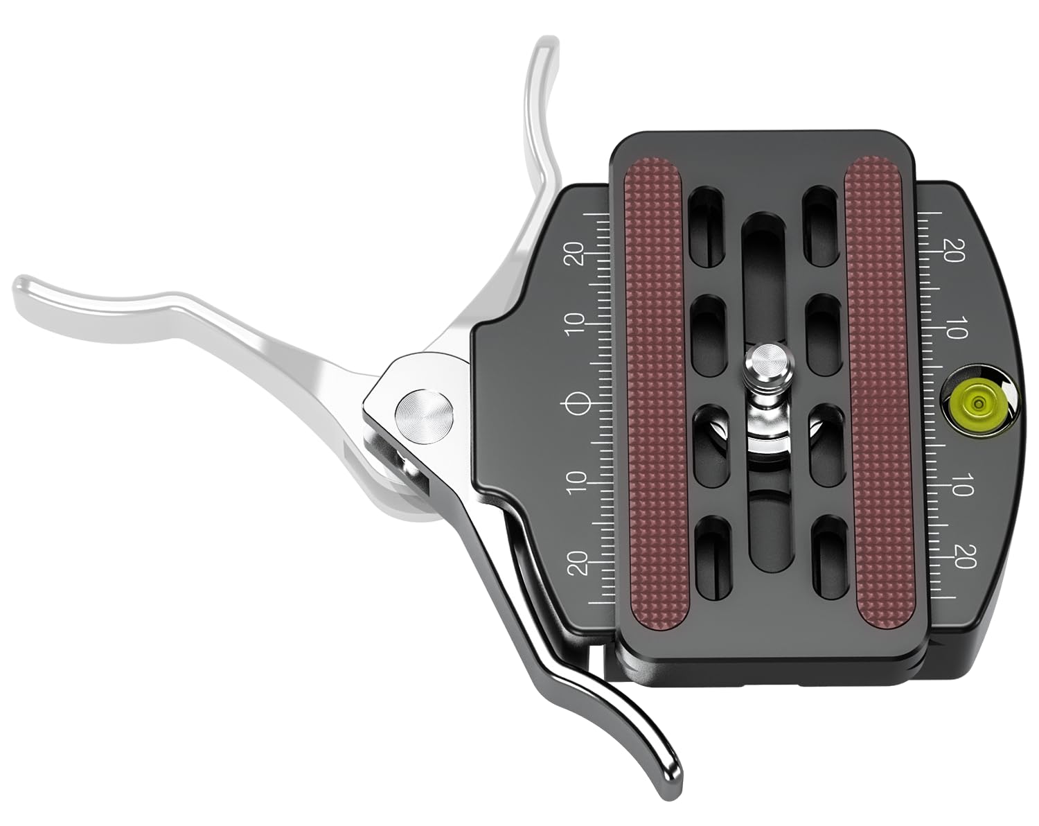 LEOFOTO LR-60 Pince de déverrouillage à levier, 60 mm, trou de vis 3/8", niveau à bulles, plaque QR, compatible Arca (LR-60)