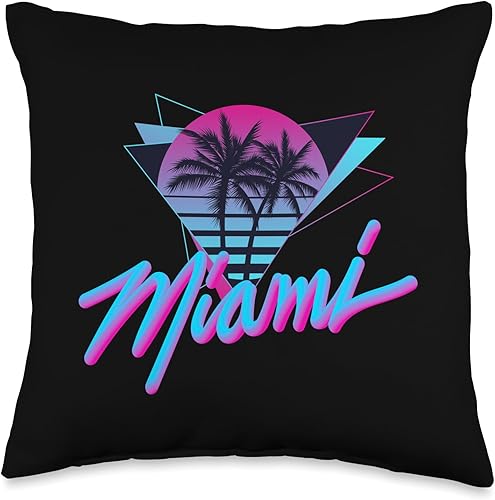 Miniatura 5 de Miami - Palm Trees - Vaperwave Synthwave 80s Style Almohada retro, 18 x 18 pulgadas, multicolor