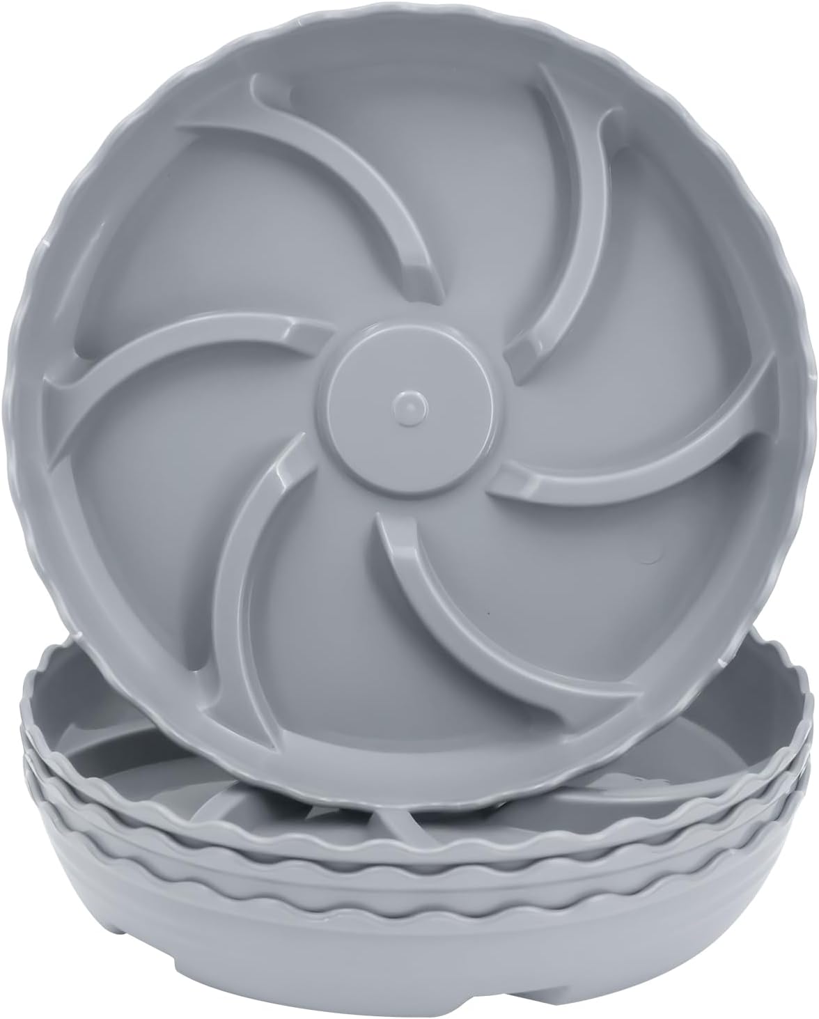 4 Pack 12 Inch Plant Trays for Pots, Raised Ridge Plant Saucers,6 8 10 14 Inch Durable Plastic Plant Pot Saucer,Gray Round Plant Water Catcher Tray for Indoors and Outdoors (Gray, 12‘’4pack)