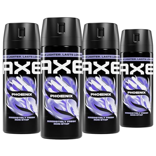AXE Body Spray Phoenix 4 Count Apollo 48 Hour All Over Fresh Aluminum Free 2.9 oz