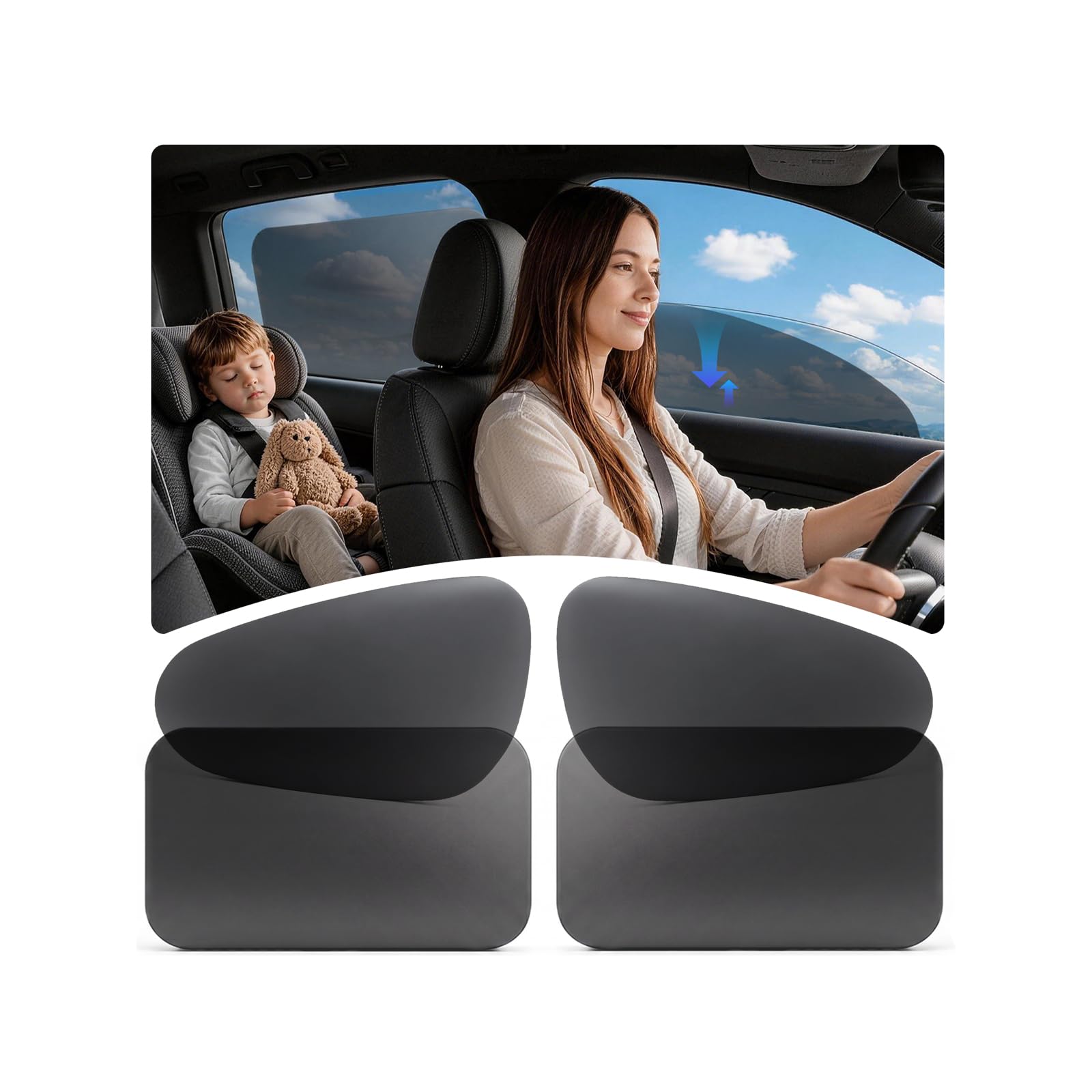 JASVIC Static Cling Car Window Shades (4-Pack)