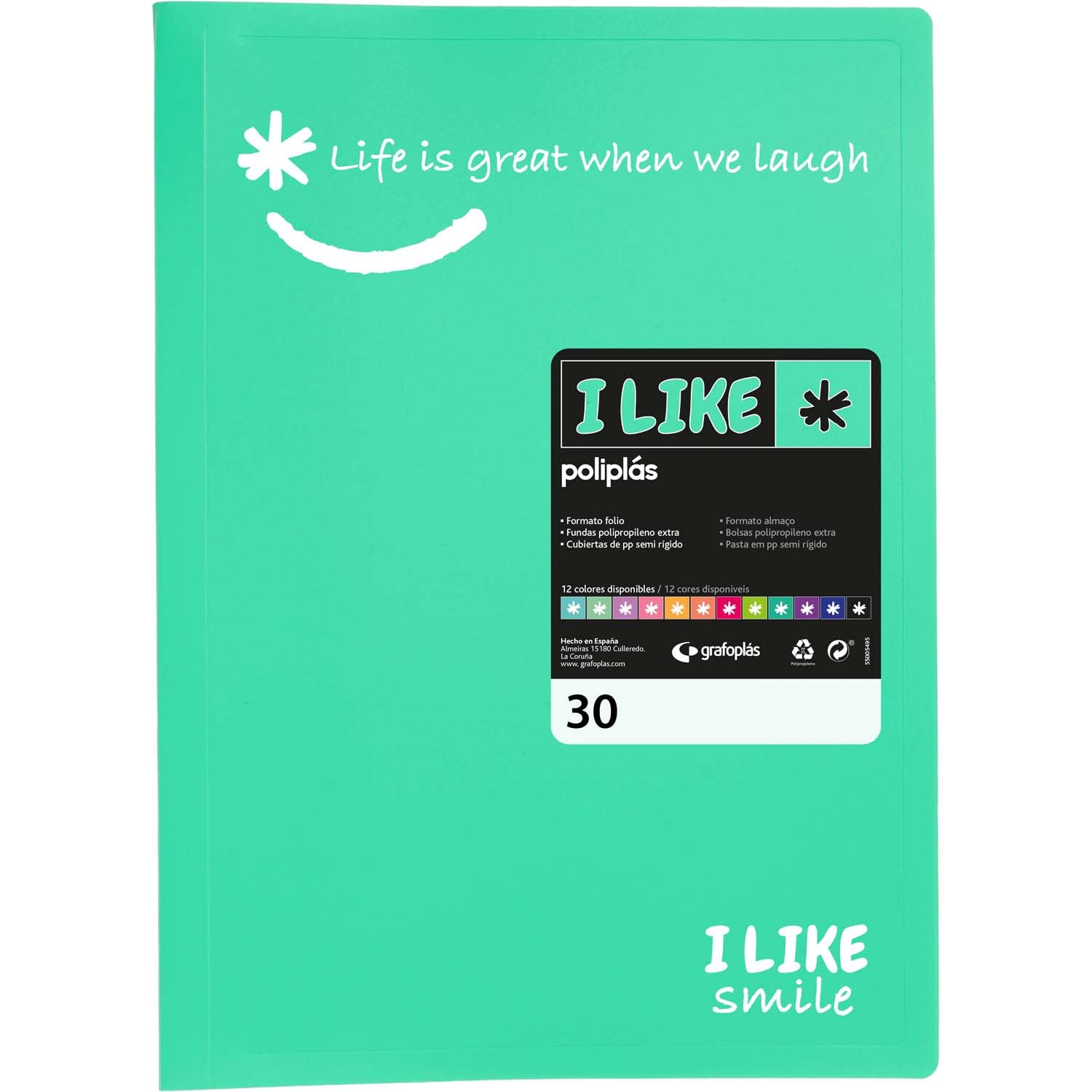 Grafoplás 1470826 Folio Size Folder Mint Green 30 Pockets Transparent Polypropylene Like Polypropylene Polypropylene 1470826