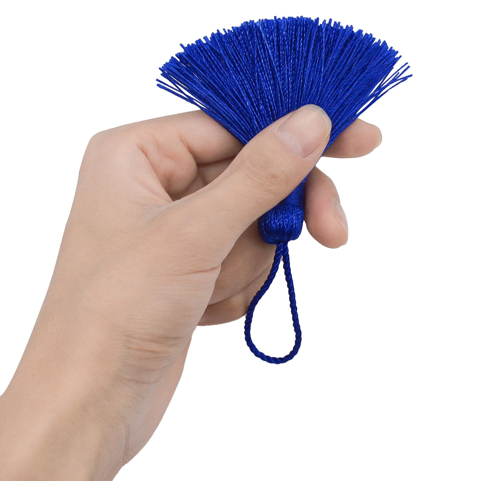 Makhry 20pcs 4.3 Inch Handmade Silky Floss Mini Tiny Craft Tassels with 2-Inch Cord Loop and Small Chinese Knot for Earrings Souvenir - Image 3