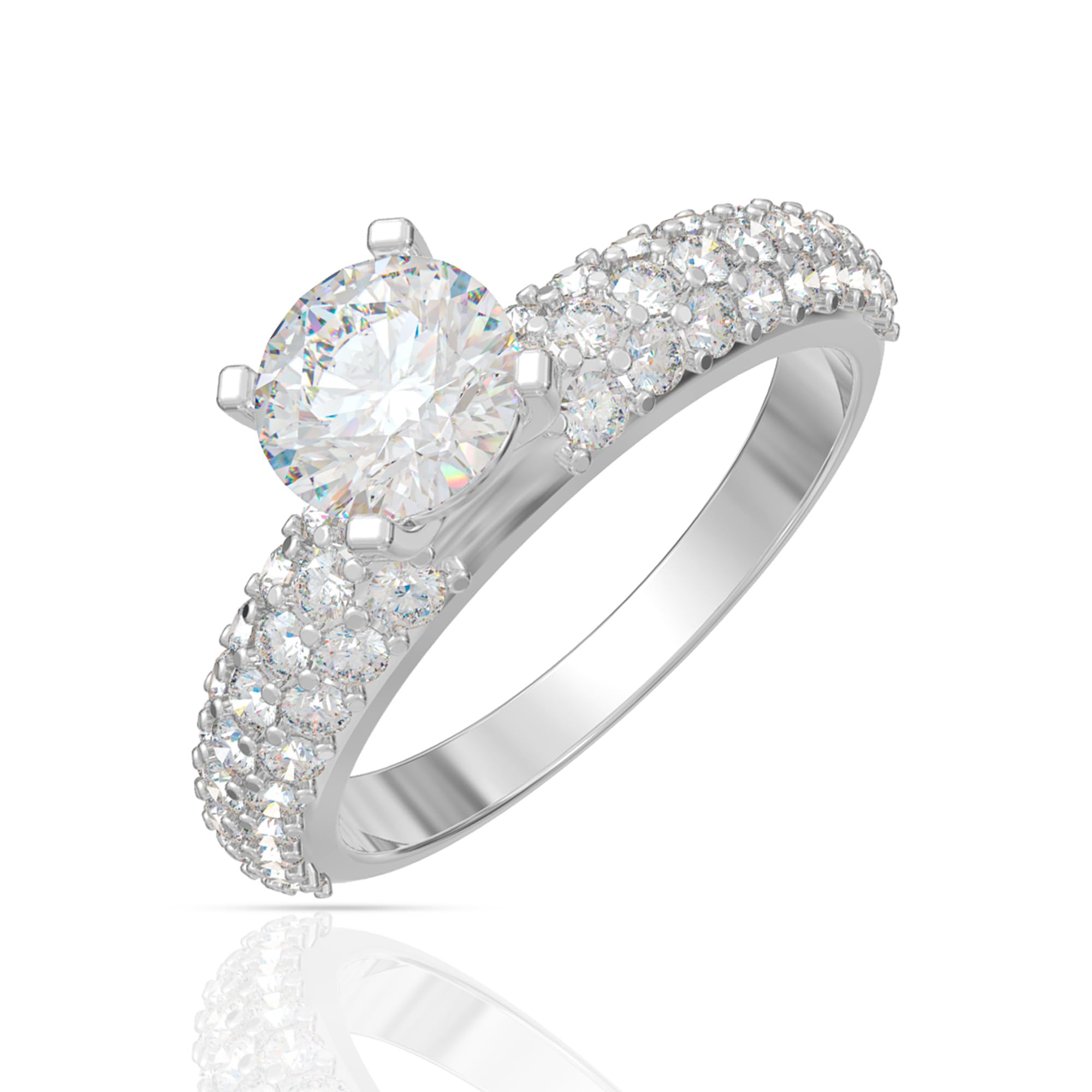 925 Sterling Silver Ring for Women | Cubic Zirconia Halo Solitaire Design | Rhodium Plated Fine Jewellery | Stylish Gift for Girls, Wife & Girlfriend-image-10