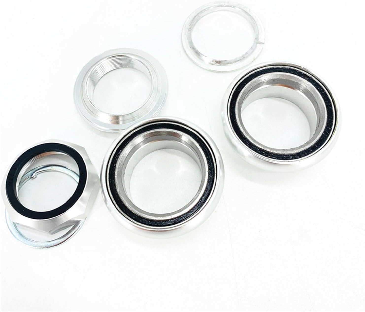 Bike Headset spacers Compatible with Brompton Folding Bike 34mm Headset Aluminum Alloy Ultralight Bearing Headset Silver Black Bike Headset Bearings