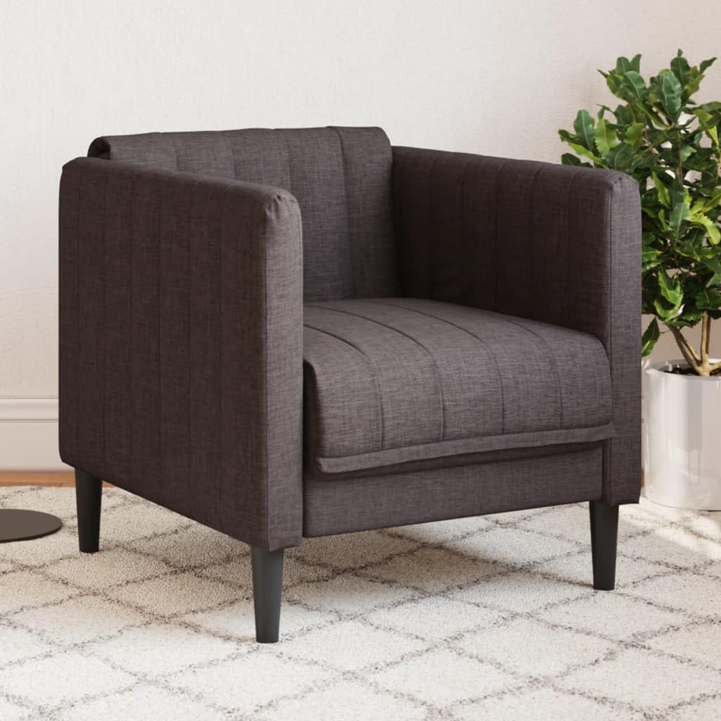 Sillón de tela marrón oscuro, 69 x 76,5 x 74,5 cm, sillón para salón, cómodo sillón tapizado con patas de madera maciza, asiento cómodo para el hogar
