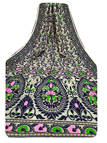Sari jamdani de algodón suave estilo indio tradicional para celebraciones y festivales religiosos
