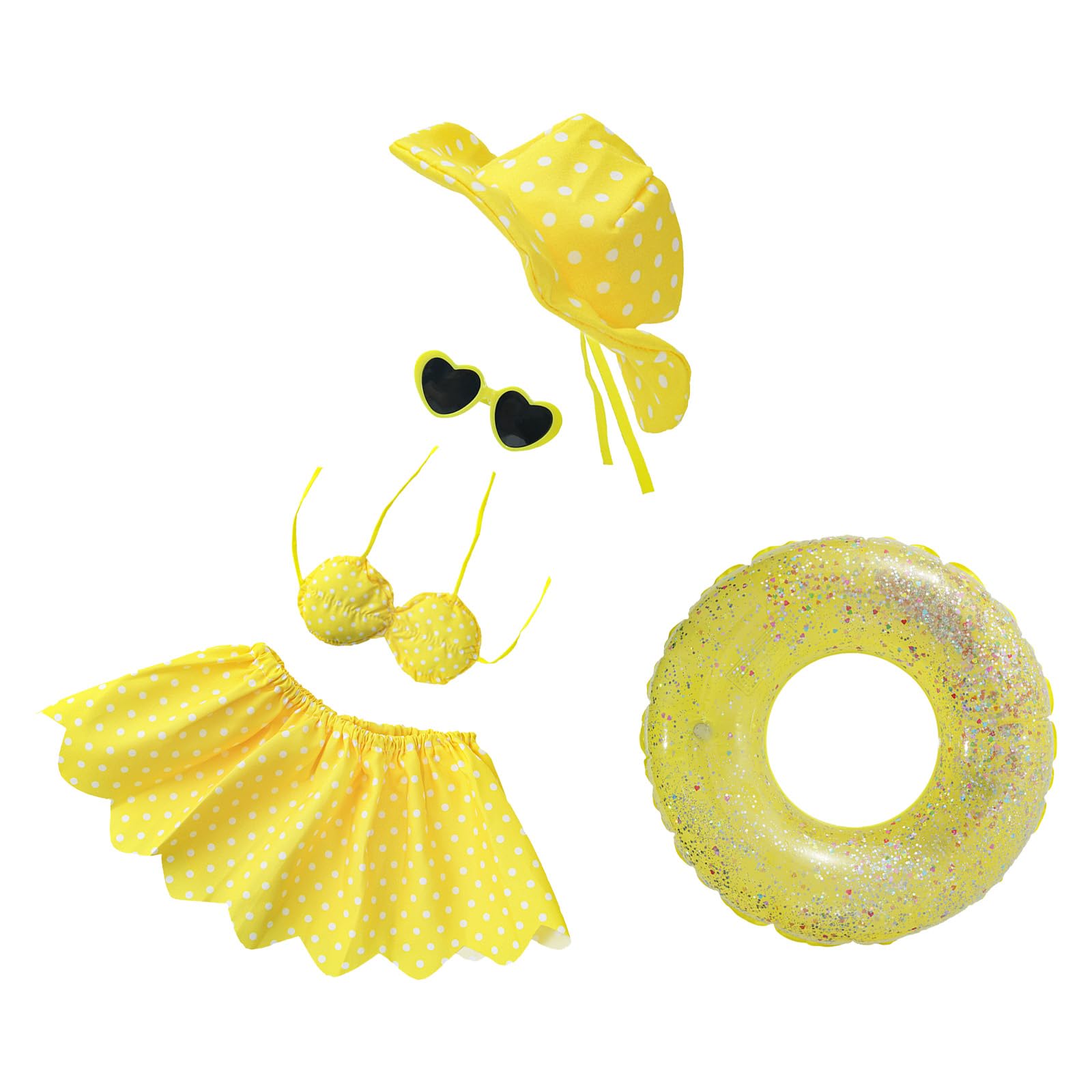 Nucelit 5 Piece Bikinis Costume for Porch Geese Statues 17in Yellow Sun Hat Beach Lawns Ornament Lawns Ornament Clothes