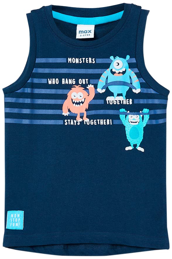 Image of Max Boy's Printed Sleeveless Regular Fit T-Shirt