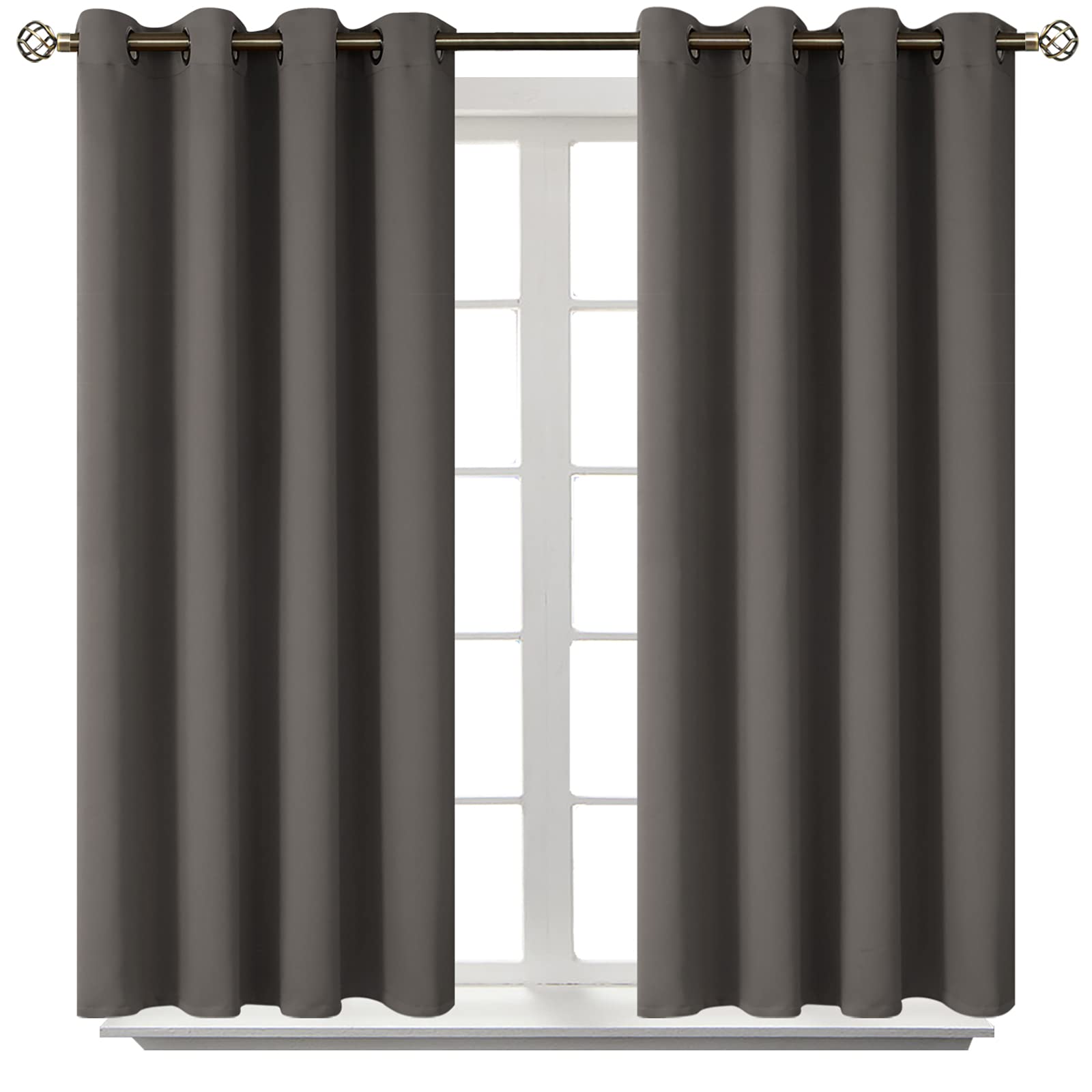 BGment Grey Blackout Curtains for Bedroom 54 Inch Long - 2 Panels