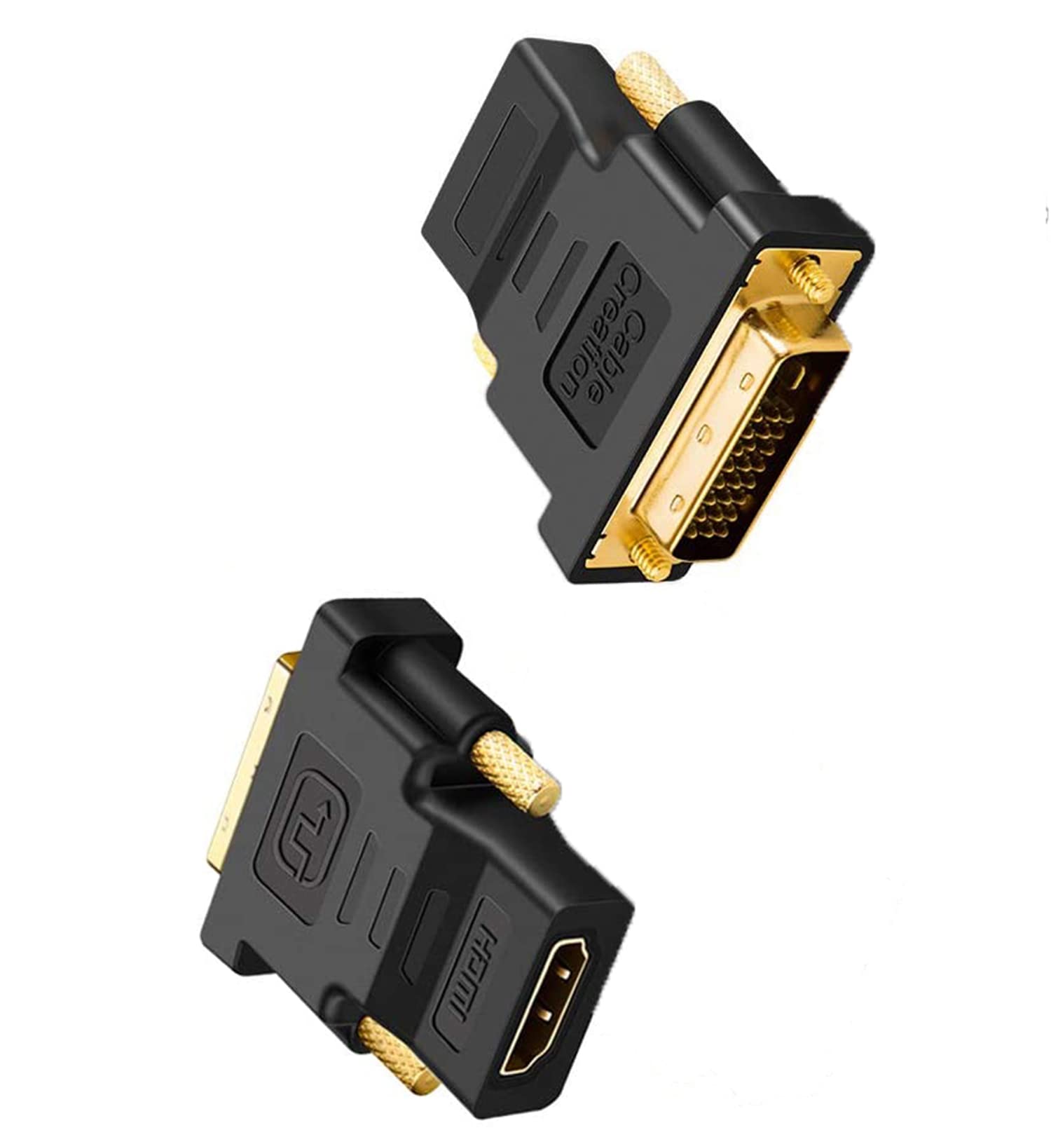 ELECDON DVI to HDMI Adapter, Bi-Directional DVI-D(24+1) Male to HDMI Female Converter, Support 1080P, HDMI to DVI Adapter, Support 1080P 3D for PS3, PS4, TV Box, Blu-ray, Projector, HDTV, 2-Pack