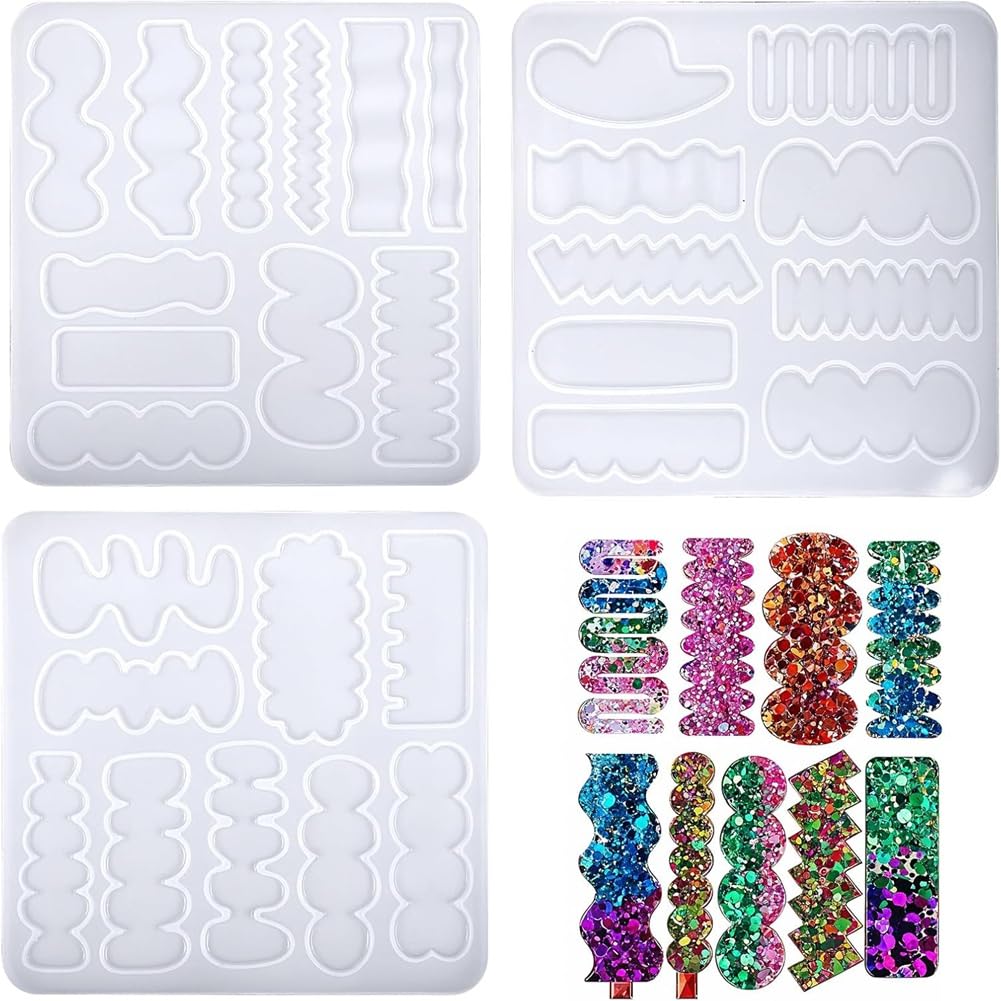 CTRLZS 3pcs Hairpin Silicone Molds, Hairpin UV Resin Molds, Epoxy Resin Molds for Hairpin Casting DIY Jewelry Accessories