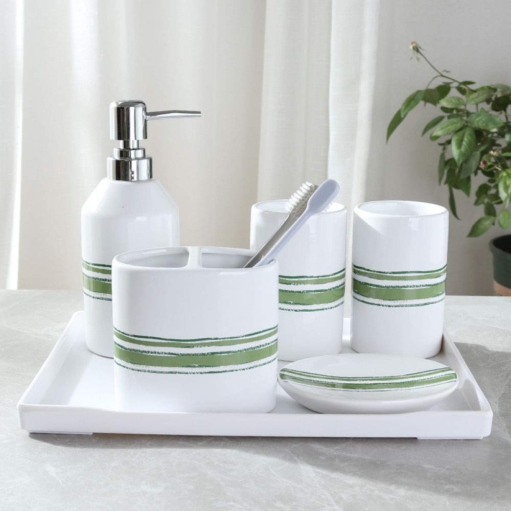 Ensemble De 6 Articles De Toilette en Céramique Européenne Minimaliste Salle De Bains,D
