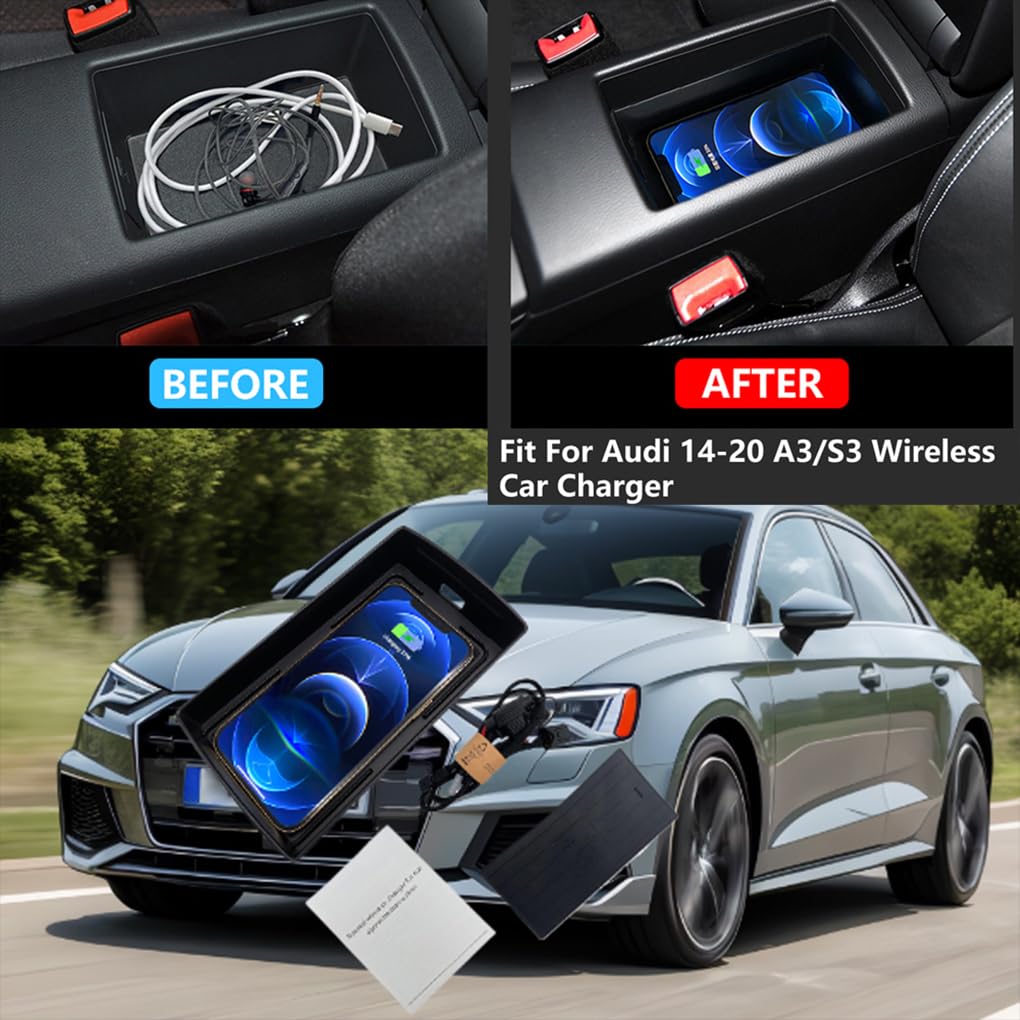 Cargador inalámbrico Duradero, Ajuste cómodo, Consola, 14-20 A3 S3 | smartphones A3 S3, carga inalámbrica, hecho para durar, cargador de coche para A3 S3
