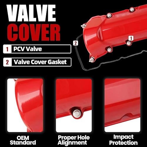 Miniatura 10 de MITZONE Cubierta de válvula lateral izquierda con gaskte y pernos compatible con Dodge Ram 1500 Durango Dakot Jeep Commander Grand Cherokee 4.7L V8