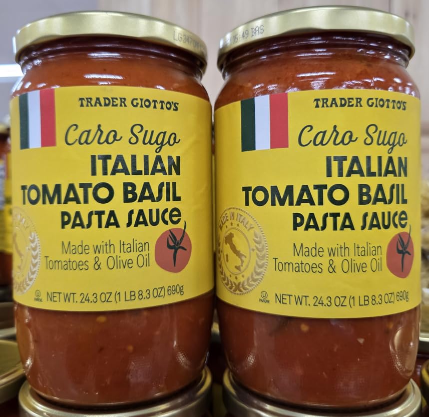 Trader Joe Caro Sugo Italian Tomato Basil Pasta Sauce 24.3oz 690g (Two Bottles)