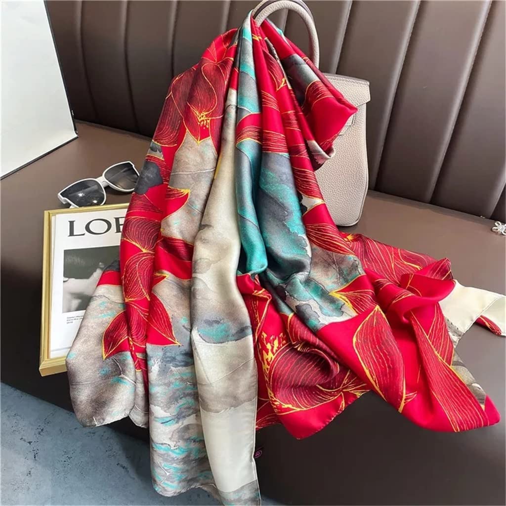 MUSUMI Bufanda de Seda para Mujer, Hijab Vintage, Diadema con Estampado, chales y envolturas, Estola de Playa, pañuelo para el Cuello, Bandana Femenina