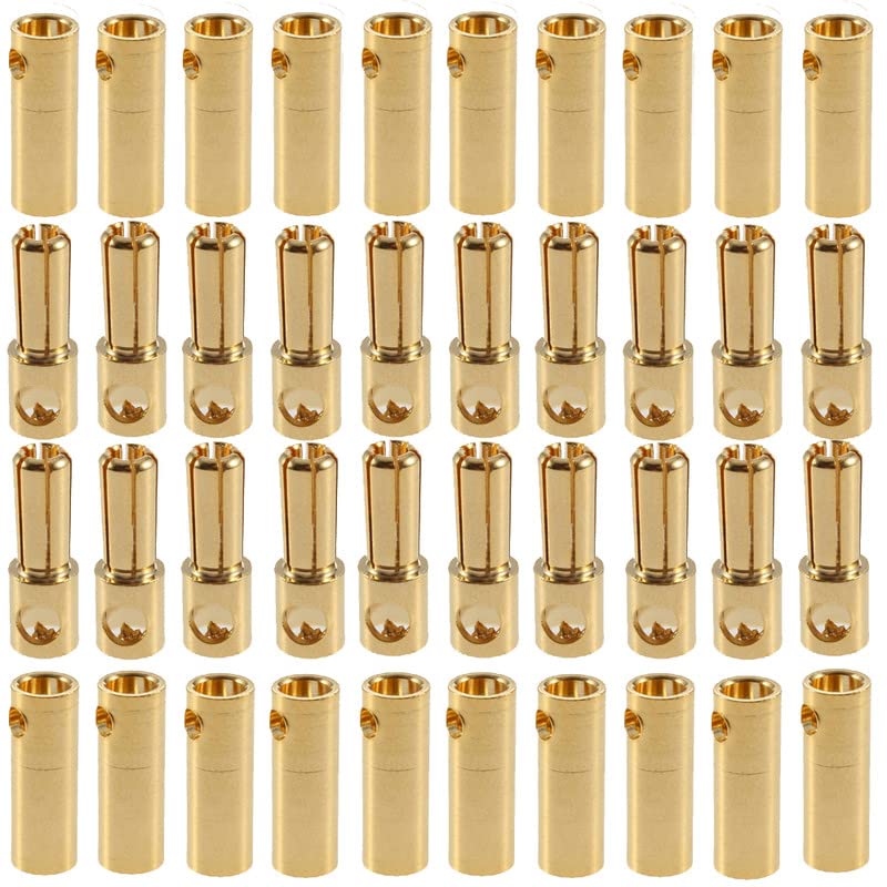 LINSYRC 20 Pairs Gold-Plated 5MM 5.0MM Banana Plug Bullet Male Female Connector Adapter for RC Lipo...