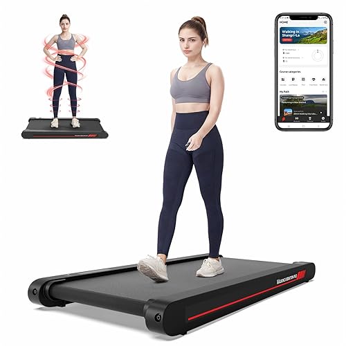 Sperax 4 in 1 Vibration Walking Pad, Portable Under Desk Treadmill, with Vibration Mode & APP Remote, Black RM02 with 5% and 10% Incline - Black