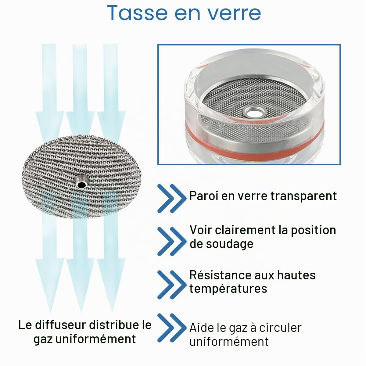 Kit Coupe en Verre Torche de Soudage pour TIG-17/18 / 26 Gaz Len 2.4 mm Collet Chuck Body Rubber Gaskets Cup Seal Finger Cot Argon Arc Welding Gun Consumables Accessories Kit