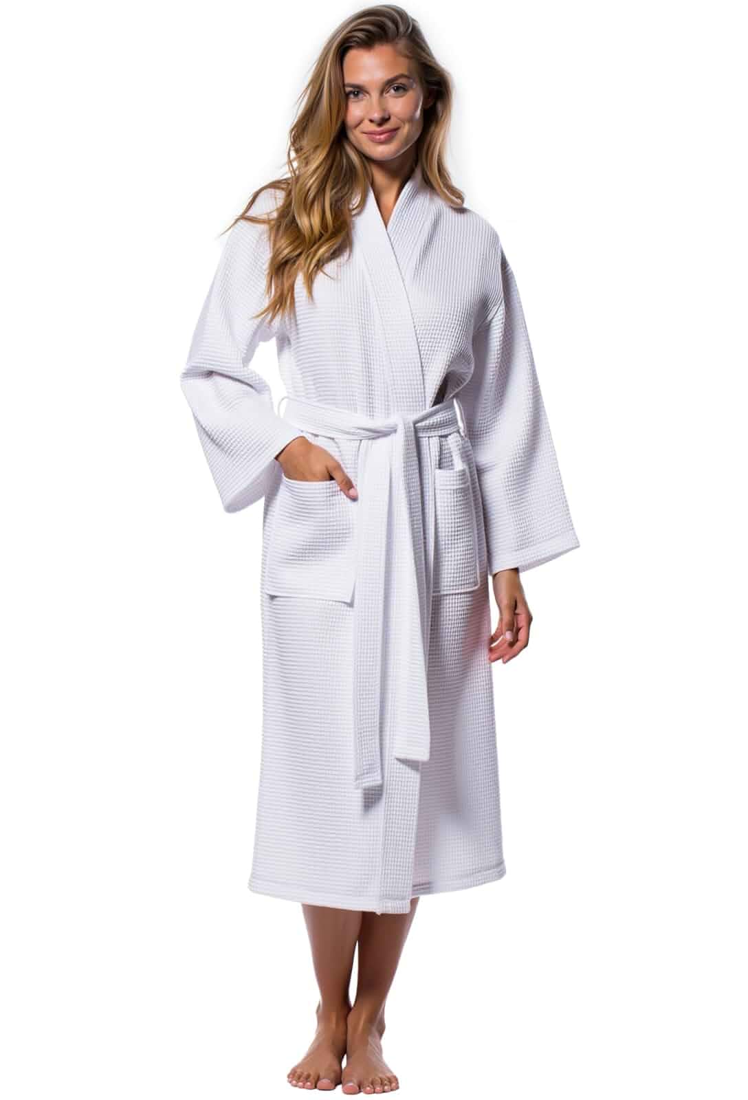 Turquaz Womens Lightweight Waffle Kimono Bathrobe for Men - Soft Quick-Dry Spa & Summer Towel Robe, Cotton Blend