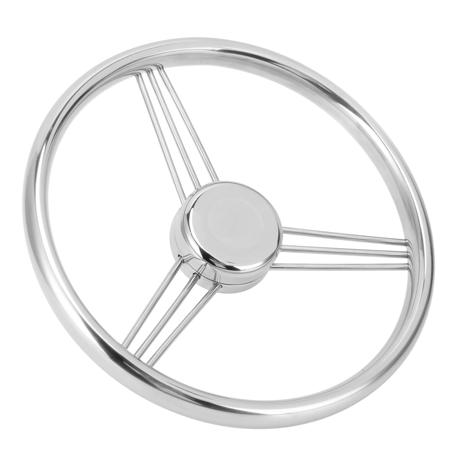 Volant de bateau de 34,3 cm à 5 rayons avec bouton en acier Volant de bateau de 34,3 cm à 5 rayons avec bouton en acier