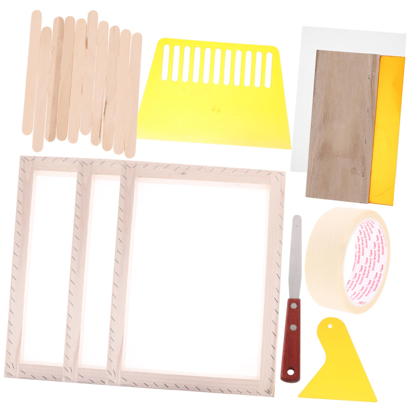 Uonlytech Kit per Serigrafia Fai da Te Telaio in Legno Riutilizzabile 8 Pezzi per Stampa su Tessuto e Banner, per Progetto DIY