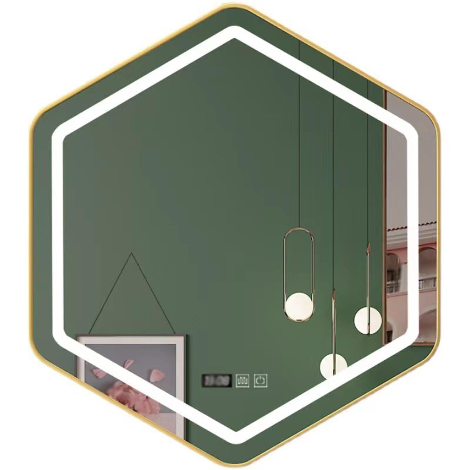 FGXHHS Mirror Smart Vanity Mirrors Bathroom with Demister 3 Colors Dimmable for Living Room Entryway Bedroom(50x45 cm)