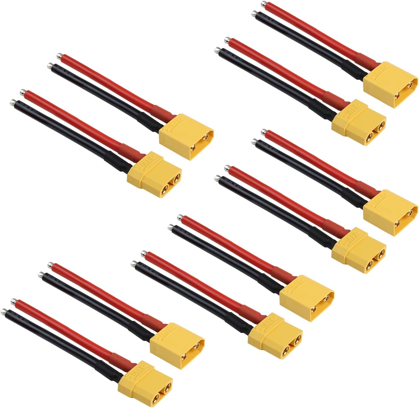 5 Pairs TMH XT60 Plug Connector Female and Male with 50mm - 12 AWG Soft Silicone Wire for RC Lipo Battery FPV Cable Drone Car Boat (5 Male+5 Female)