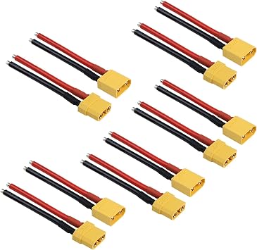 5 Pairs TMH XT90 Plug Connector Female and Male with 100mm 10 AWG Soft Silicone Wire for RC Lipo Battery FPV Cable Drone Car Boat 5 Male+5 Female