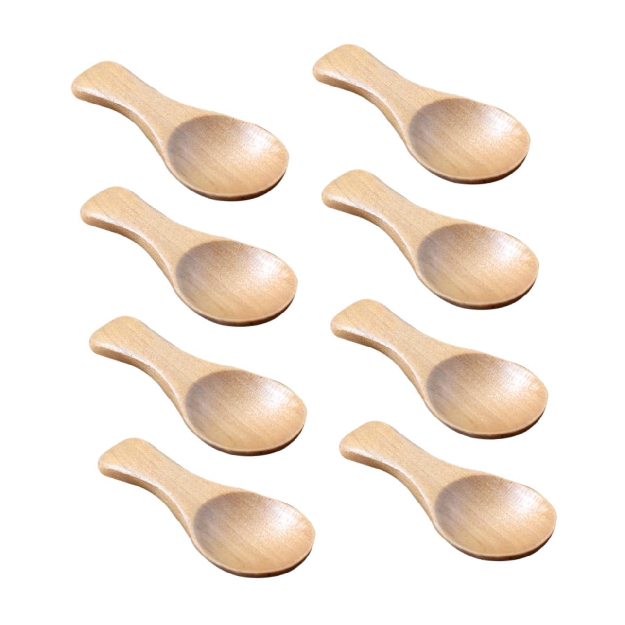 STOBAZA 10pcs Mini Wooden Spoons Natural Color Ice Cream Scoops and Powder Spoons Short Handle Kitchen Accessories for and More